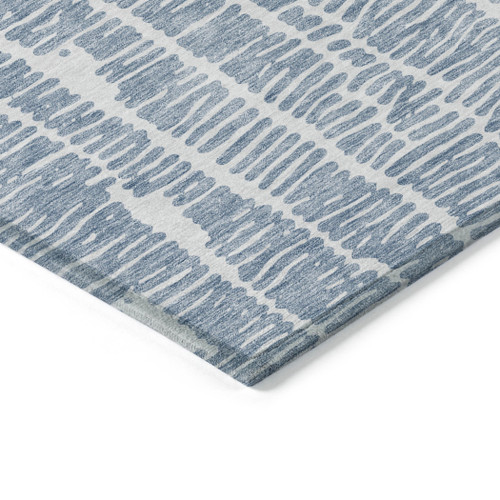 3' X 5' Blue And Ivory Abstract Washable Indoor Outdoor Area Rug