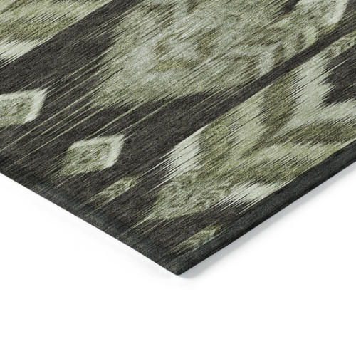 3' X 5' Olive Green And Artichoke Green Southwestern Washable Indoor Outdoor Area Rug