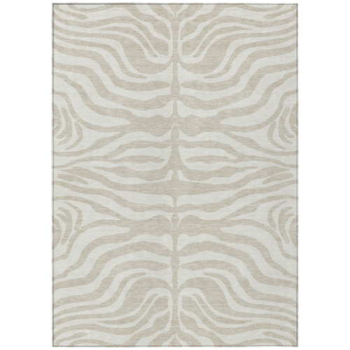 5' X 8' Beige And Tan Animal Print Washable Indoor Outdoor Area Rug