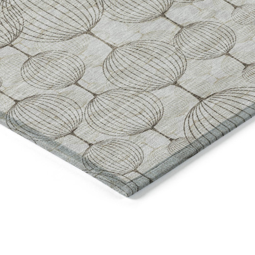 3' X 5' Beige And Brown Geometric Washable Indoor Outdoor Area Rug