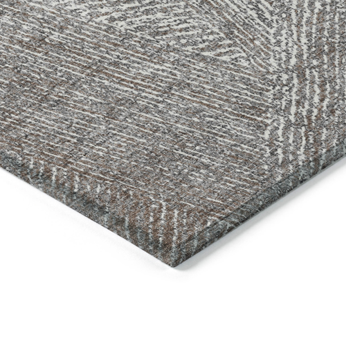 3' X 5' Gray Brown And Ivory Abstract Washable Indoor Outdoor Area Rug
