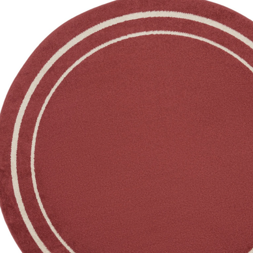 4' Red And Ivory Round Indoor Outdoor Area Rug
