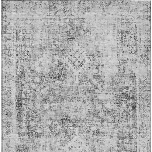 3' X 5' Charcoal Oriental Washable Indoor Outdoor Area Rug