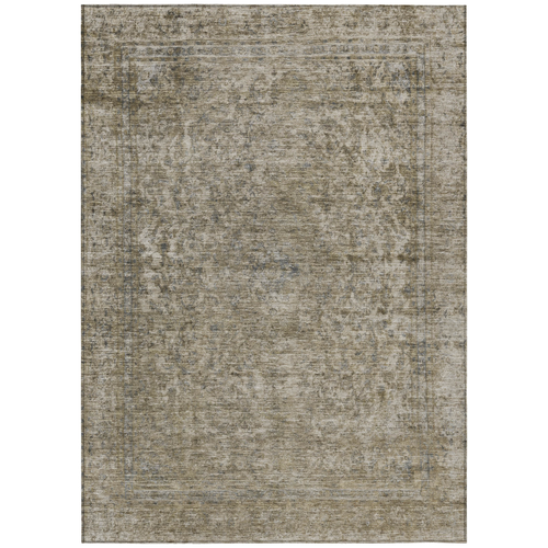 3' X 5' Pewter And Beige Abstract Washable Indoor Outdoor Area Rug