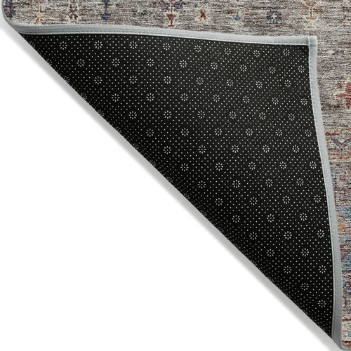 5' X 8' Gray Tan And Terra Cotta Floral Washable Indoor Outdoor Area Rug