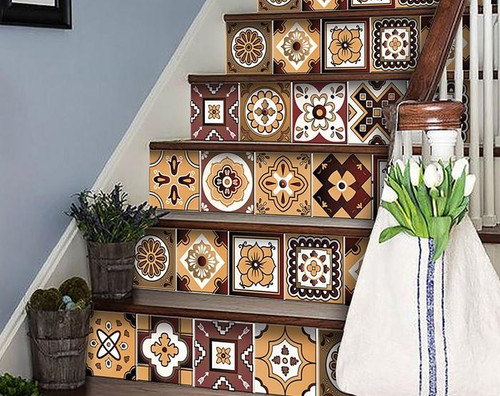 5" X 5" Shades Of Brown Mosaic Peel And Stick Removable Tiles