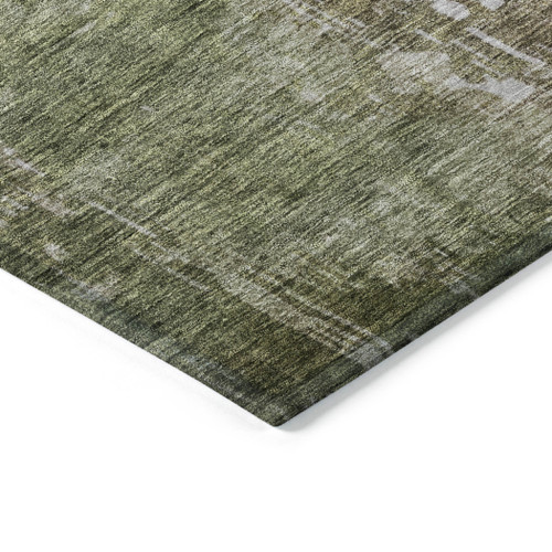3' X 5' Brown And Green Abstract Washable Indoor Outdoor Area Rug