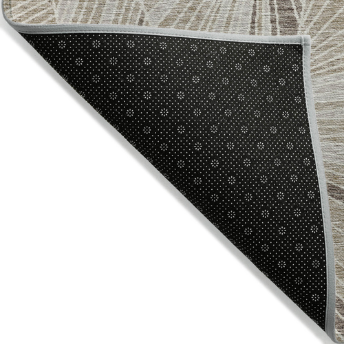 5' X 8' Beige Brown And Ivory Geometric Washable Indoor Outdoor Area Rug