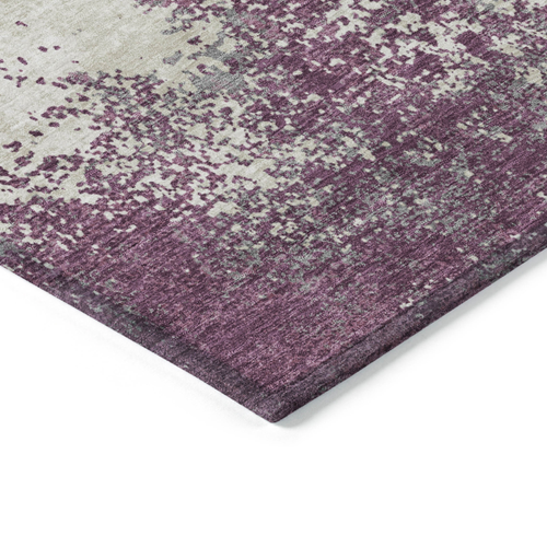 5' X 8' Eggplant Gray And Ivory Abstract Washable Indoor Outdoor Area Rug