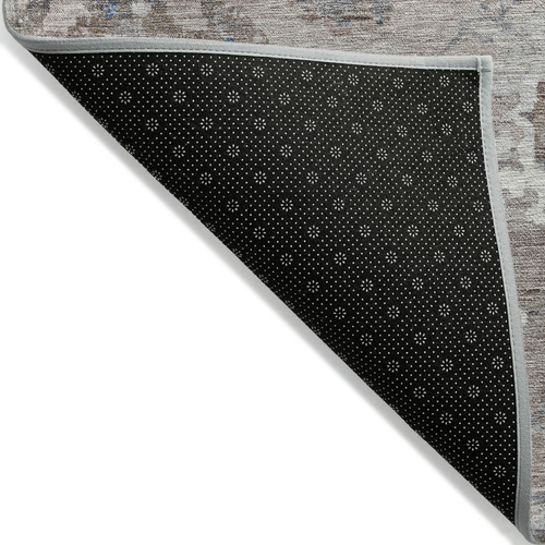 5' X 8' Taupe And Brown Floral Washable Indoor Outdoor Area Rug