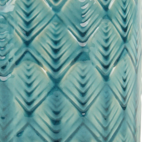 6" Turquoise Geometric Ceramic Indoor Outdoor Round Pot Planter