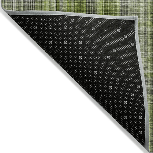 5' X 8' Green Plaid Washable Non Skid Indoor Outdoor Area Rug