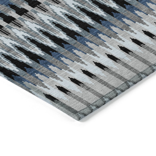 3' X 5' Gray Charcoal And Silver Southwestern Washable Indoor Outdoor Area Rug