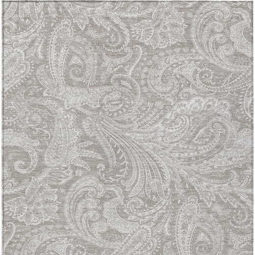 3' X 5' Taupe Beige And Ivory Paisley Washable Indoor Outdoor Area Rug