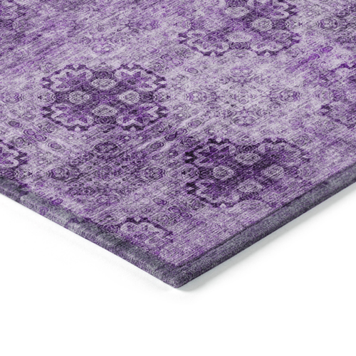 3' X 5' Eggplant Floral Medallion Washable Non Skid Indoor Outdoor Area Rug