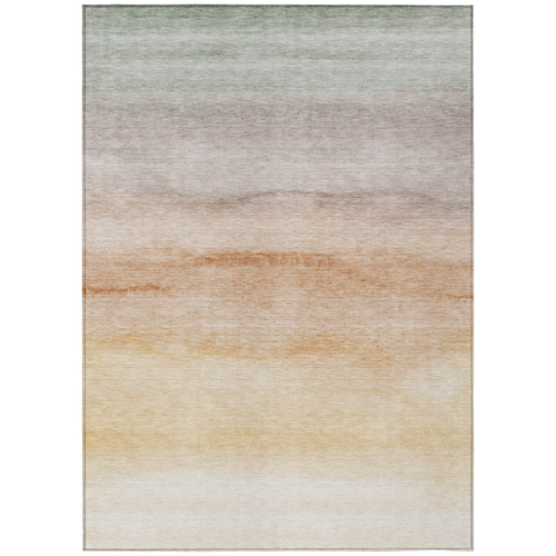 5' X 8' Coral Striped Washable Indoor Outdoor Area Rug