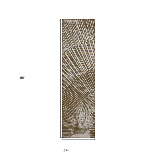 8' Runner Chocolate Abstract Washable Non Skid Indoor Outdoor Runner Rug