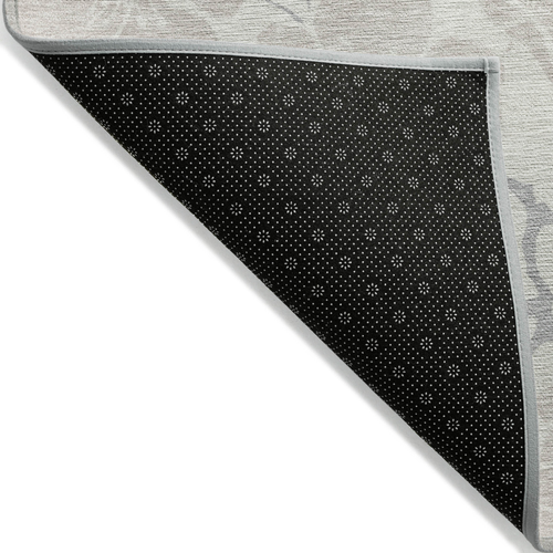5' X 8' Ivory And Gray Floral Washable Indoor Outdoor Area Rug