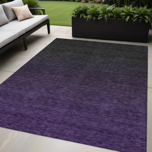 5' X 8' Eggplant Purple And Charcoal Abstract Washable Indoor Outdoor Area Rug