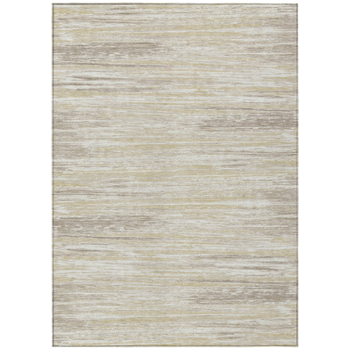 5' X 8' Beige Brown And Ivory Striped Washable Indoor Outdoor Area Rug