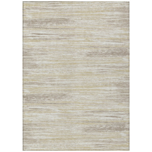 5' X 8' Beige Brown And Ivory Striped Washable Indoor Outdoor Area Rug