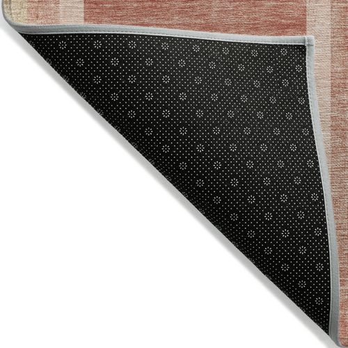 3' X 5' Salmon Abstract Washable Indoor Outdoor Area Rug
