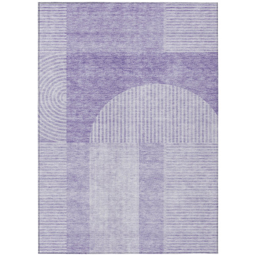 5' X 8' Lavender And Purple Geometric Washable Indoor Outdoor Area Rug