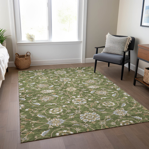 3' X 5' Olive Green Brown And Ivory Moroccan Washable Indoor Outdoor Area Rug