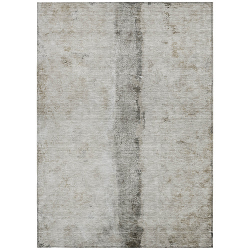 5' X 8' Taupe Beige And Gray Abstract Washable Indoor Outdoor Area Rug
