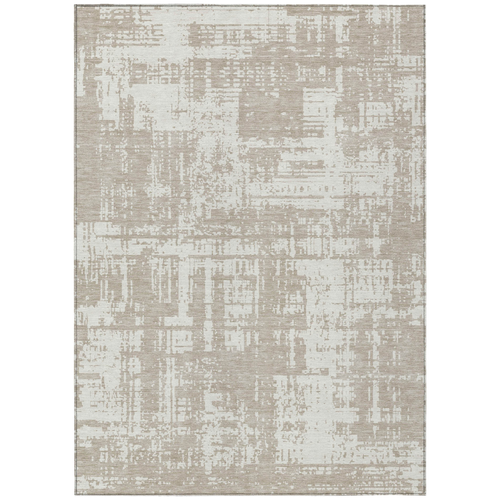5' X 8' Taupe And Ivory Abstract Washable Indoor Outdoor Area Rug