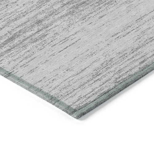 3' X 5' Gray And Silver Striped Washable Indoor Outdoor Area Rug
