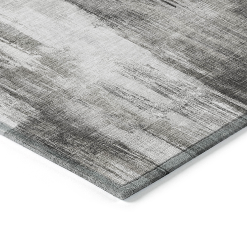 3' X 5' Gray and Black Abstract Washable Non Skid Indoor Outdoor Area Rug