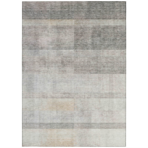 5' X 8' Taupe Ombre Washable Non Skid Indoor Outdoor Area Rug