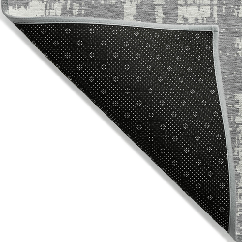 5' X 8' Gray And Ivory Abstract Washable Indoor Outdoor Area Rug