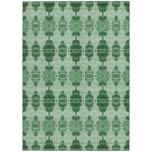 5' X 8' Emerald And Green Moroccan Washable Indoor Outdoor Area Rug