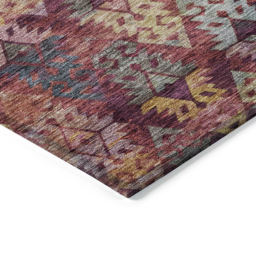 3' X 5' Rust Gold And Blush Aztec Washable Indoor Outdoor Area Rug