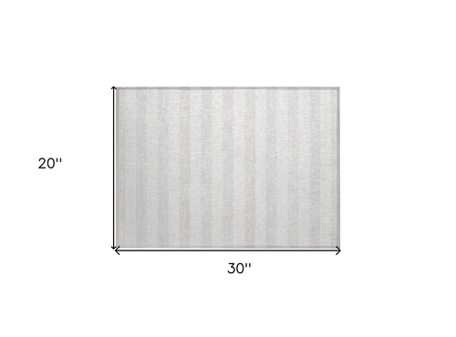 2' X 3' Ivory Striped Washable Indoor Outdoor Area Rug