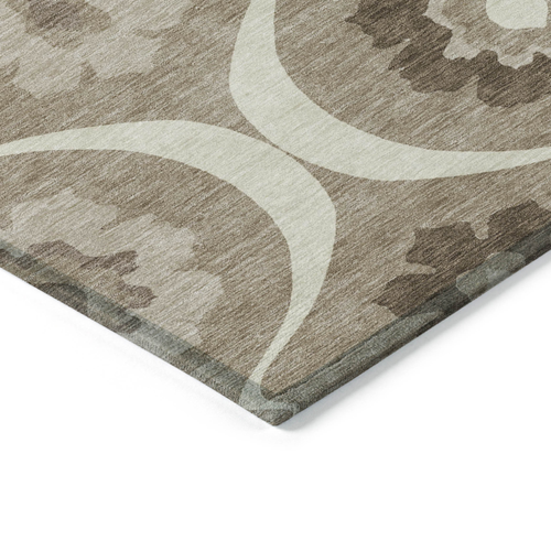 5' X 8' Taupe Brown And Ivory Medallion Washable Indoor Outdoor Area Rug