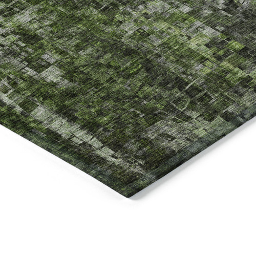 3' X 5' Green Artichoke Green And Lime Green Abstract Washable Indoor Outdoor Area Rug