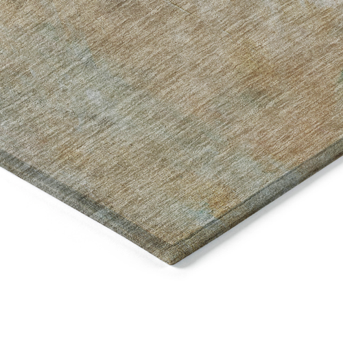5' X 8' Artichoke Green Gray And Gold Abstract Washable Indoor Outdoor Area Rug
