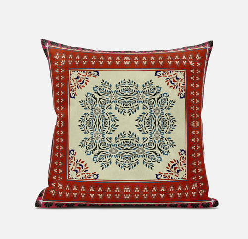 20"x20" Yellow Red Blown Seam Suede Geometric Throw Pillow