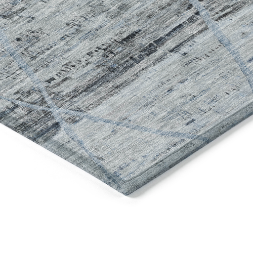5' X 8' Blue And Gray Trellis Washable Indoor Outdoor Area Rug