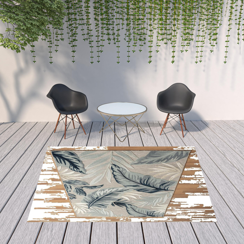 8' X 10' Blue And Gray Indoor Outdoor Area Rug