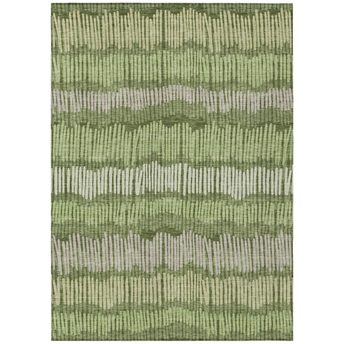 3' X 5' Olive Green And Gray Striped Washable Indoor Outdoor Area Rug