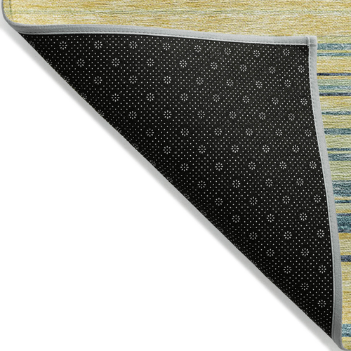 3' X 5' Yellow Denim Blue And Sky Blue Striped Washable Indoor Outdoor Area Rug