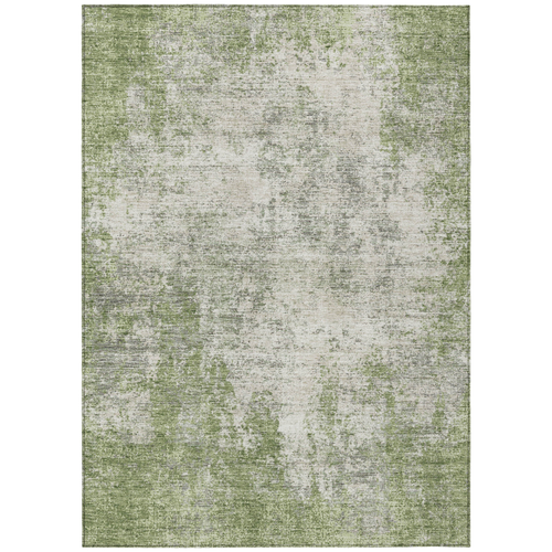 3' X 5' Green And Ivory Abstract Washable Indoor Outdoor Area Rug