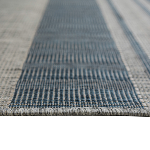 2' X 3' Blue and Gray Striped Stain Resistant Indoor Outdoor Area Rug