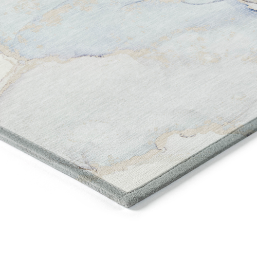 3' X 5' Beige and Blue Abstract Washable Non Skid Indoor Outdoor Area Rug