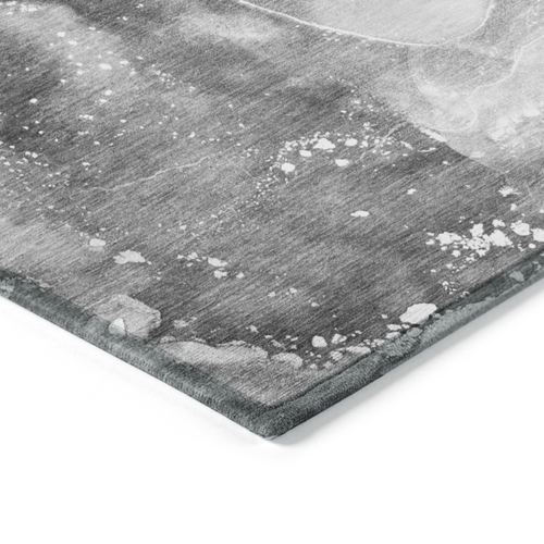 3' X 5' Gray Abstract Washable Non Skid Indoor Outdoor Area Rug