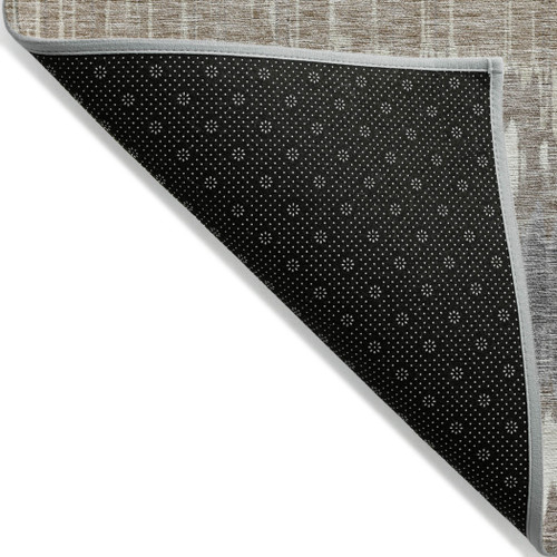 3' X 5' Taupe Brown And Ivory Striped Washable Indoor Outdoor Area Rug